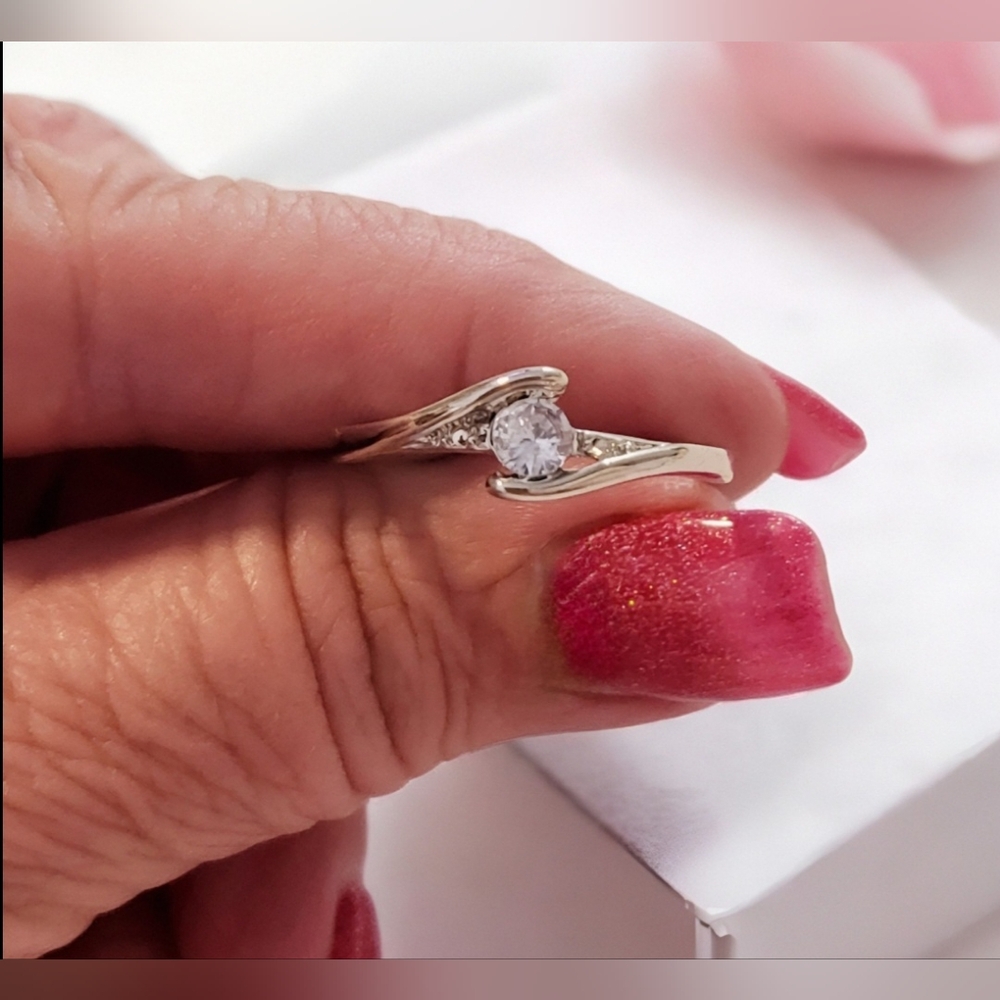 Sterling Silver .05ct. Moissanite Ring Womens Jewelry